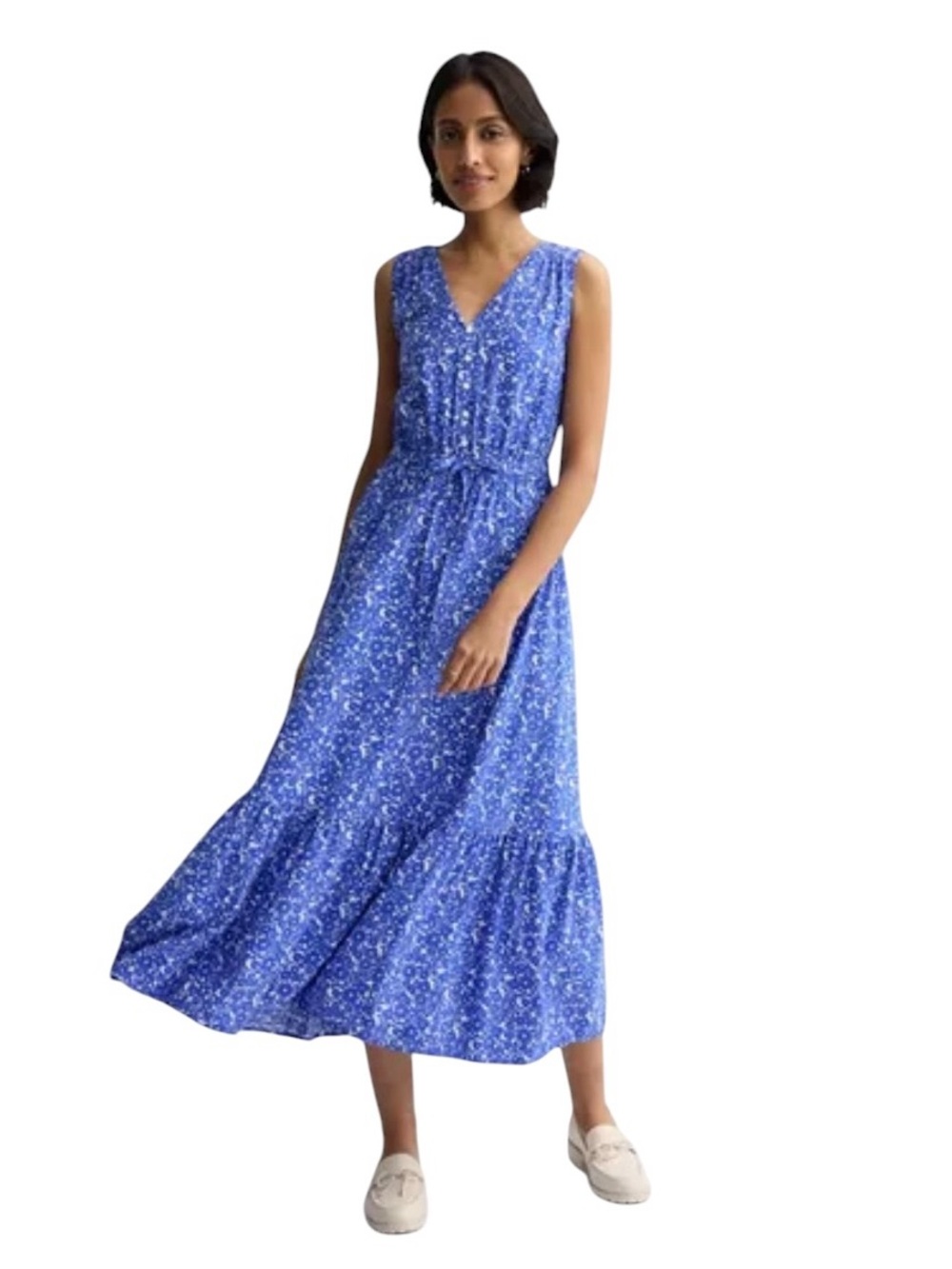 SONOMA Goods For Life | Blue Floral Femme Button Bodice Maxi Dress 5X V-Neckline